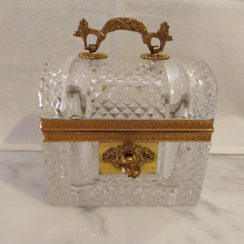 Vintage Baccarat Bronze Mounted Cut Crystal Trinket Box